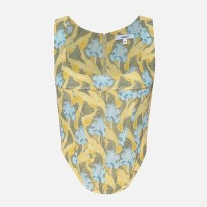 Miaou Yellow Floral Print Tank Top with Light Blue Accents